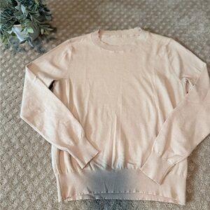 Beige Lightweight Knit Sweater – Classic Crewneck – Size M (more like S)